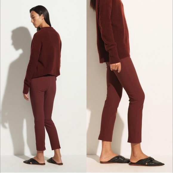 Vince Pants - Vince maroon side zip seamed pants